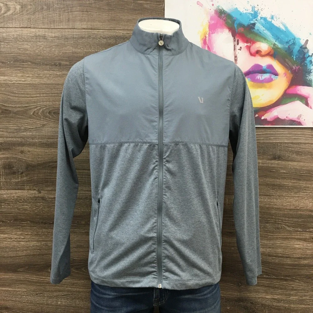 Vuori Mens XL Gray Performance Full Zip Training Jacket Mock Neck Activewear